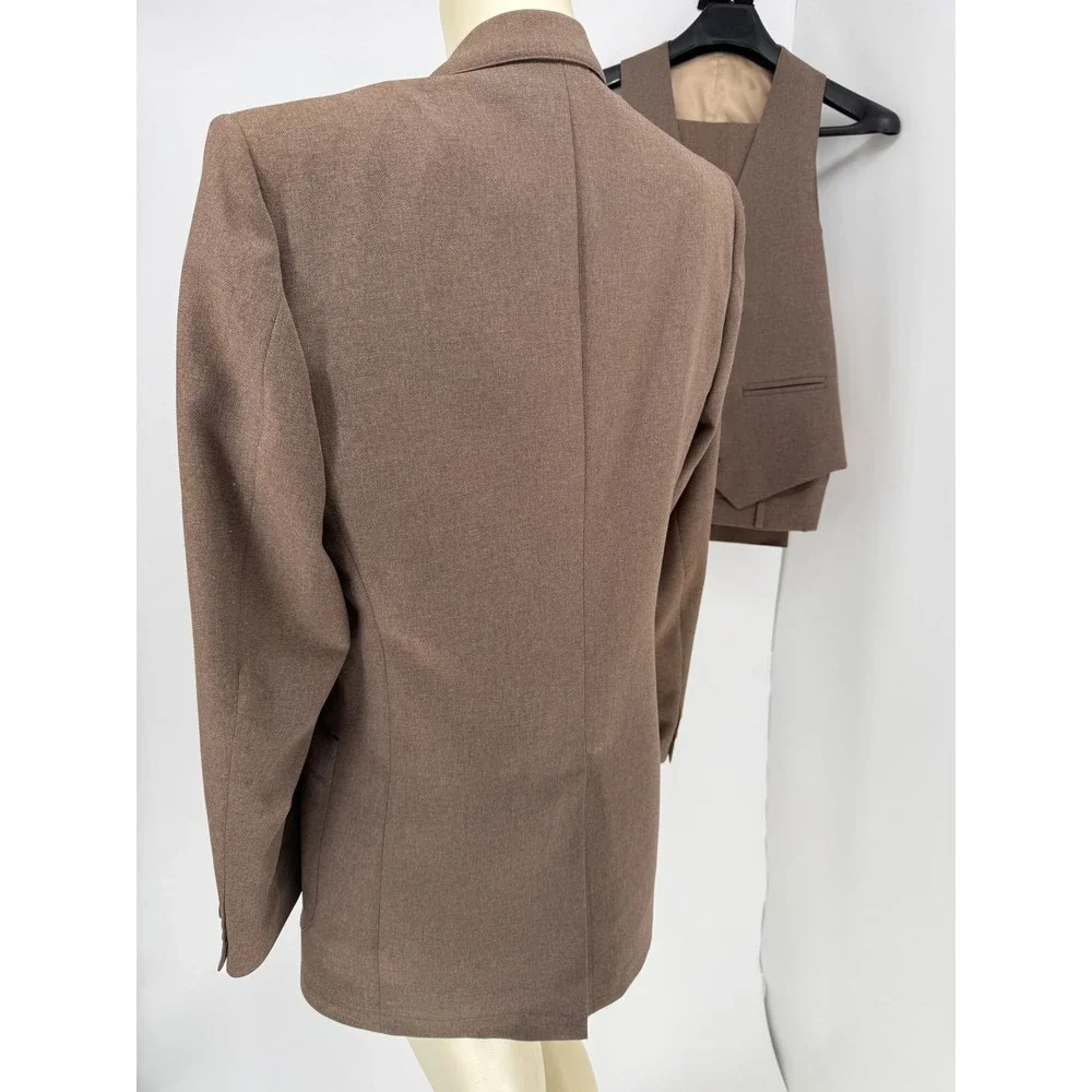 Vtg‎ 70s Johnny Carson 3-Piece Suit Tan/Beige Blazer Vest Pants Union Made